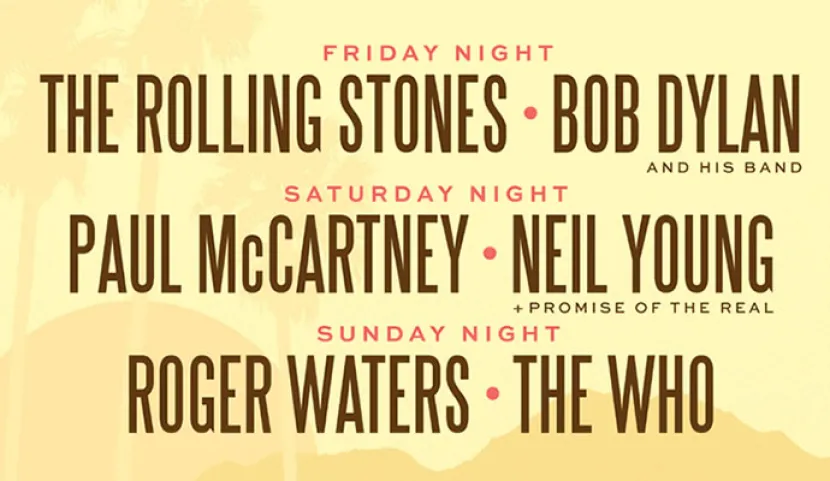 The Rolling Stones, Bob Dylan, Paul McCartney, Neil Young, Roger Waters y The Who en un mismo escenario del 7 al 9 de octubre de 2016